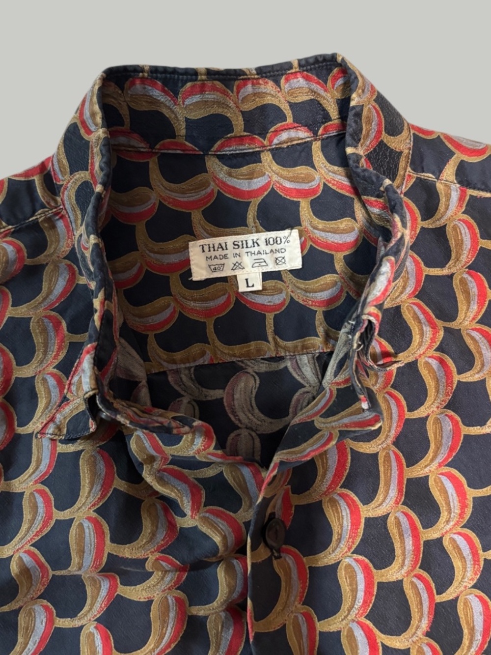 VINTAGE Thai Silk Print Button Down